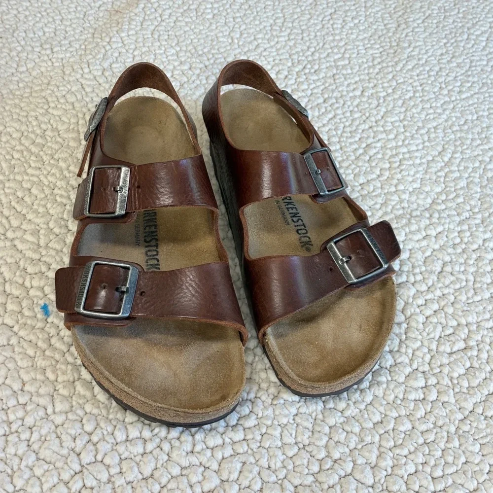 Birkenstock Milano Habana Brown Oiled Leather Slingback Sandals Mens 8 Womens 10